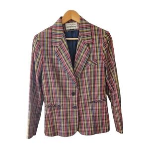 Donnkenny Separates Preppy Plaid Structured Blazer Vintage Size 10 Lightweight